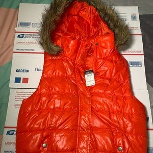 Orange sleeveless jacket